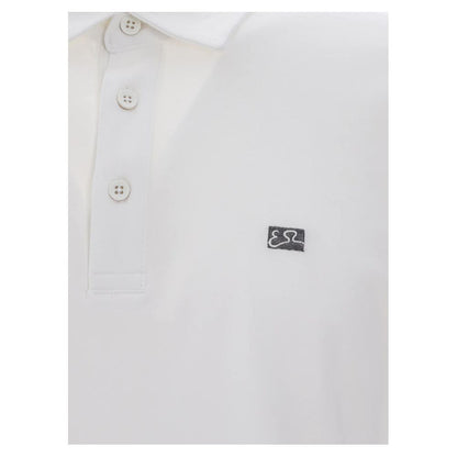 Elegant White Cotton Stretch Polo