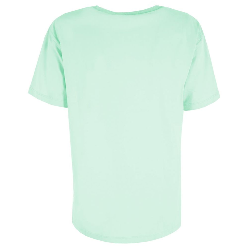 Chic Green Crew-neck Cotton Tee with Chest Logo