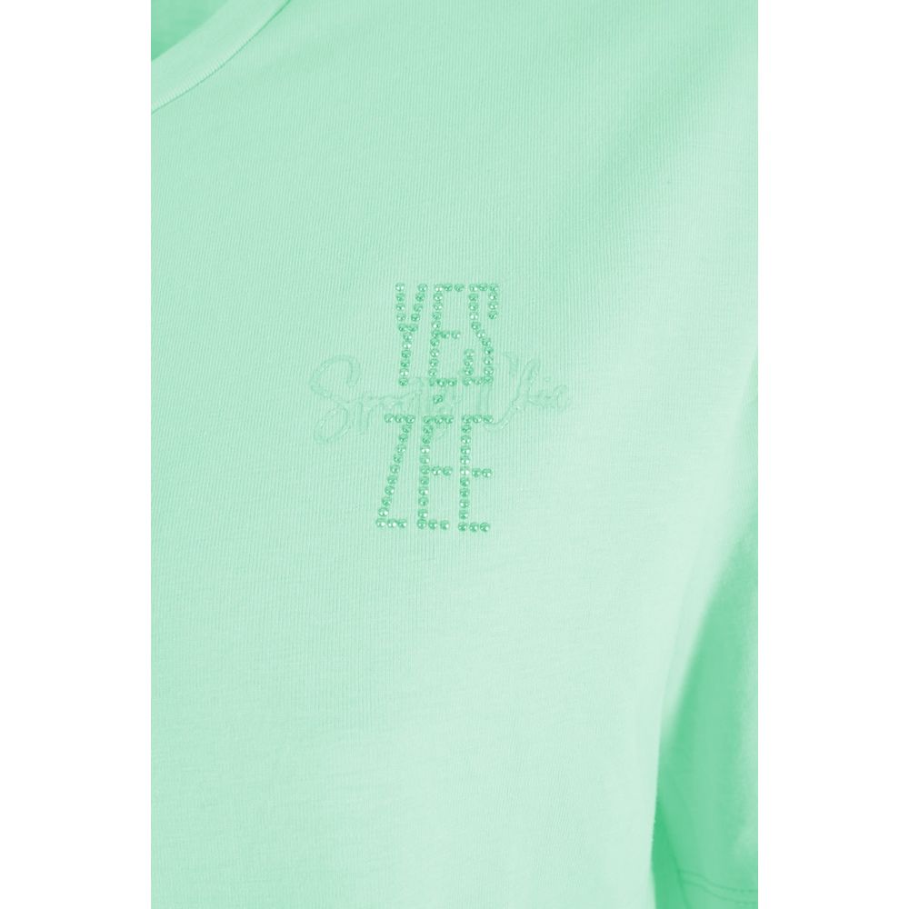 Chic Green Crew-neck Cotton Tee with Chest Logo