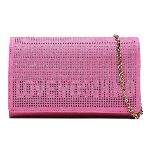 Chic Pink Rhinestone-Studded Shoulder Bag