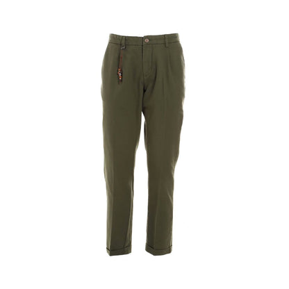 Elegant Green Cotton Chino Trousers