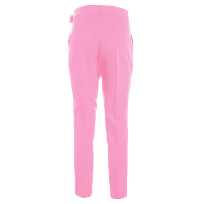 Elegant Pink Crepe Trousers with Ribbon Belt