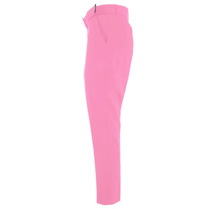 Elegant Pink Crepe Trousers with Ribbon Belt