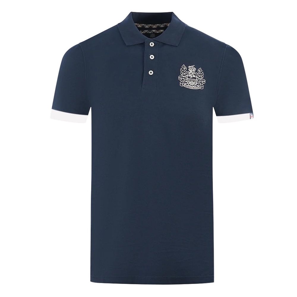 Elegant Cotton Polo with Contrast Logo Emblem