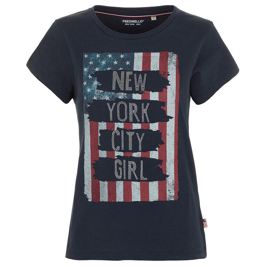 Rhinestone Embellished Flag Tee