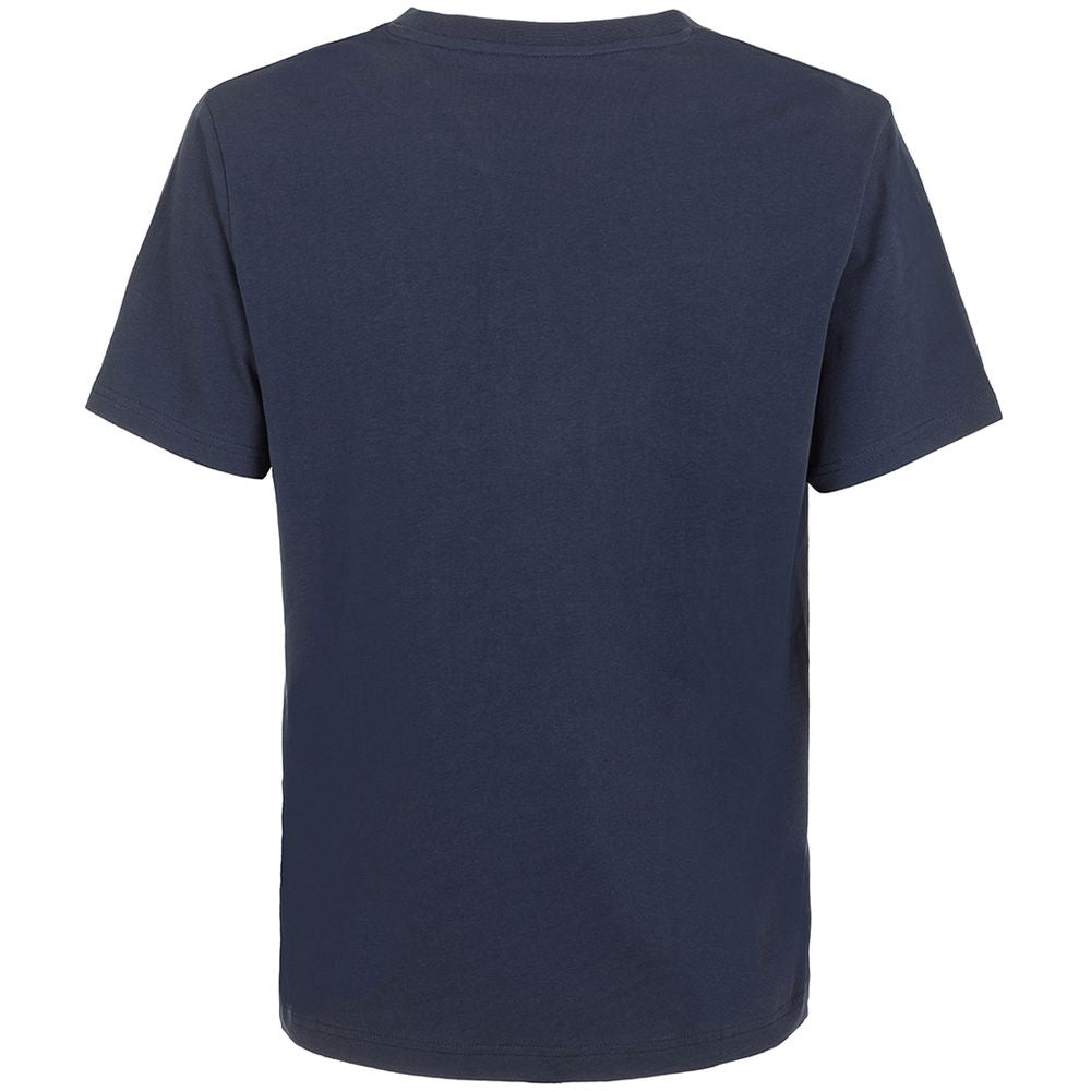 Sophisticated Blue Cotton Tee with Elegant Print