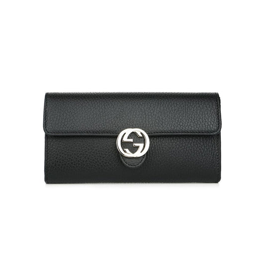 Elegant Calfskin Leather Chain Wallet