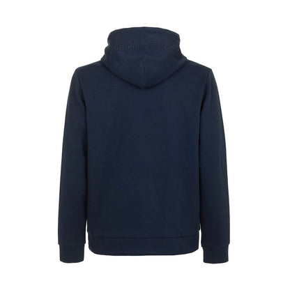 Soft Cotton-Blend Blue Hoodie with Logo Design