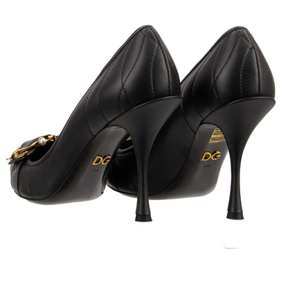 Elegant Buckle Leather Pumps in Black