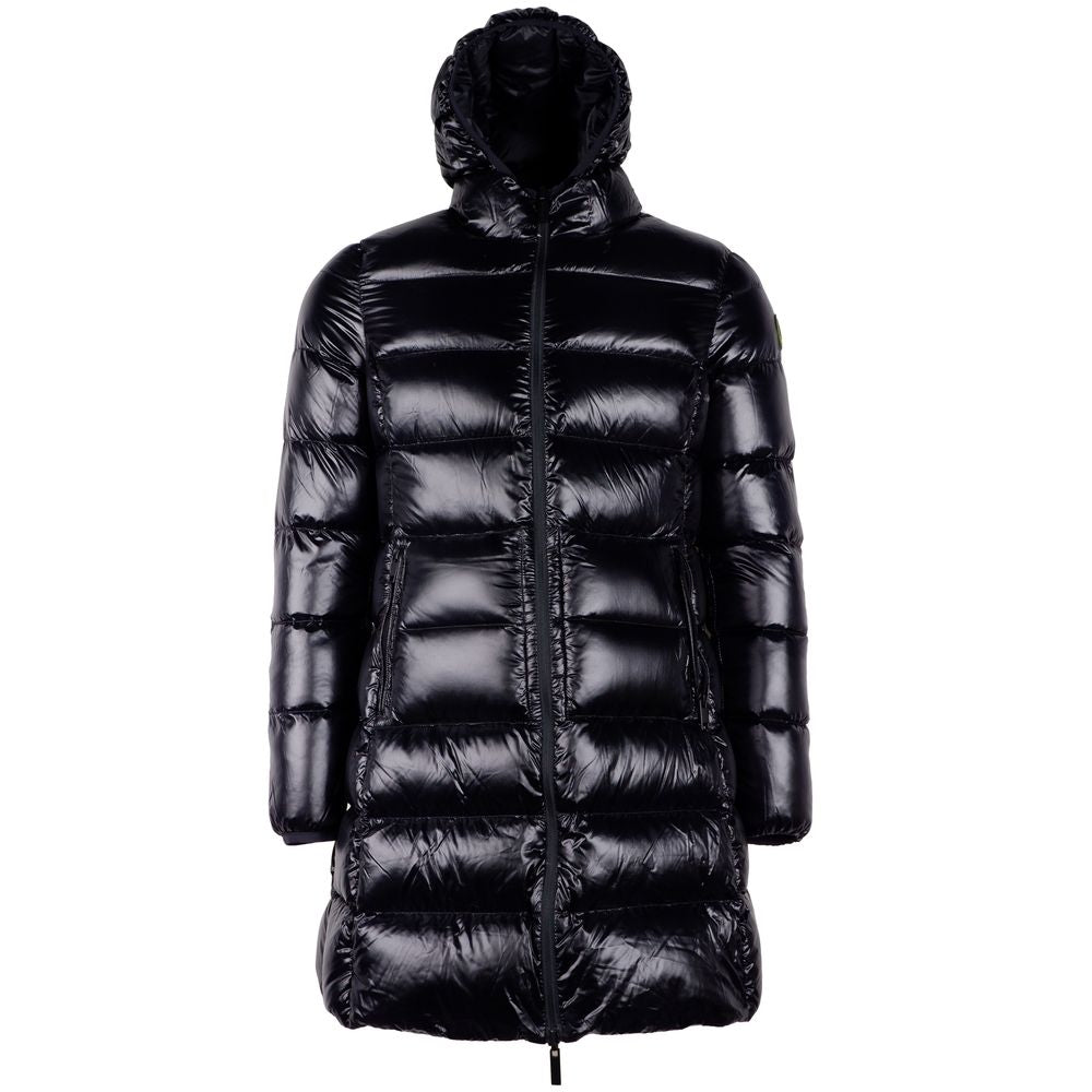 Reversible Long Down Jacket in Sleek Black