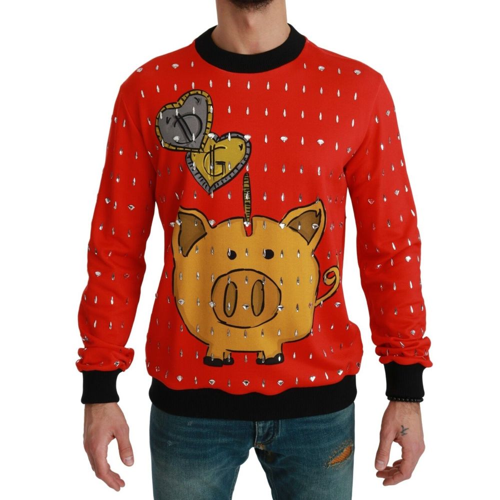 Crystal Diamond Pig Print Sweater