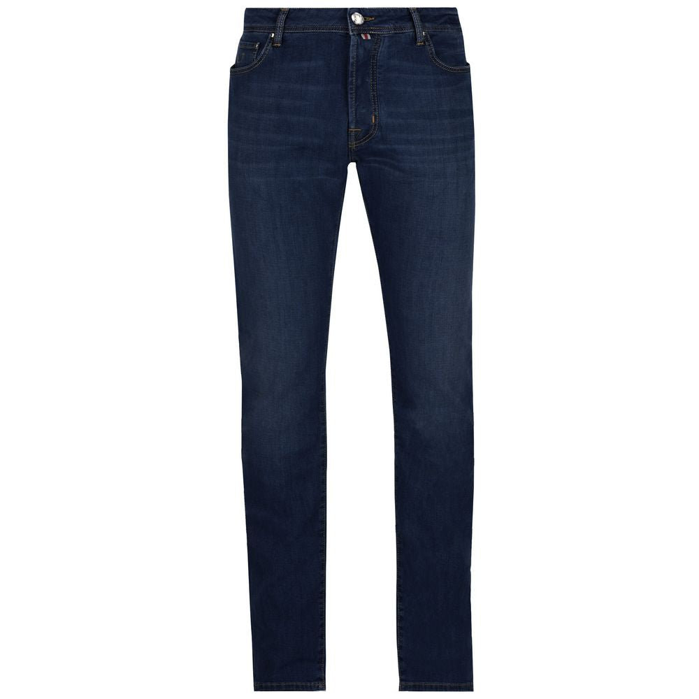 Sleek Dark Blue Slim Fit Denim Elegance