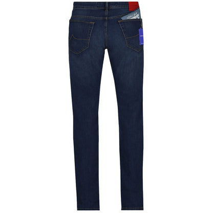 Sleek Dark Blue Slim Fit Denim Elegance