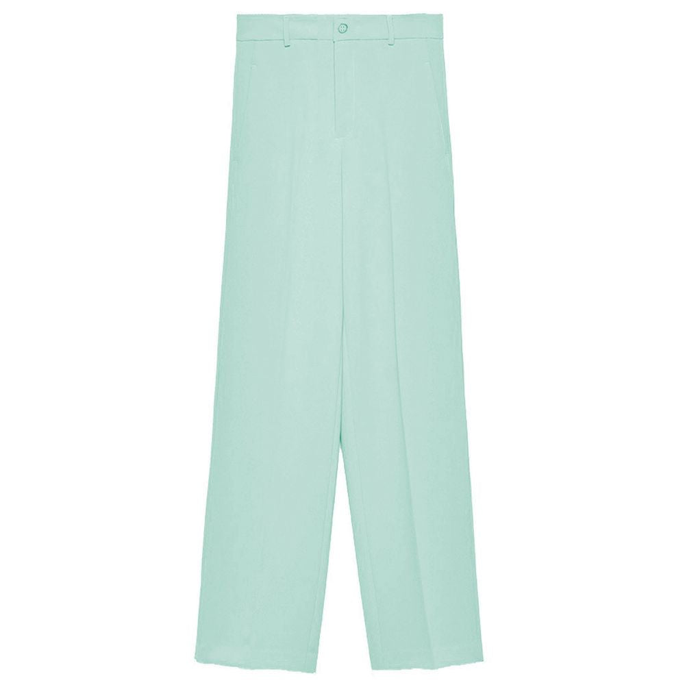 Chic Crepe Straight Trousers in Lush Green