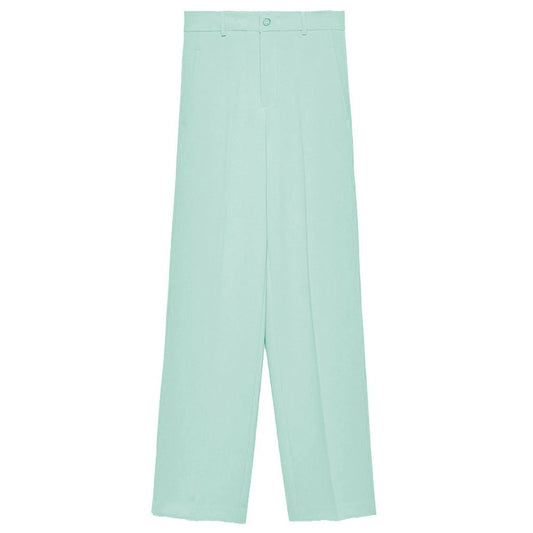 Chic Crepe Straight Trousers in Lush Green