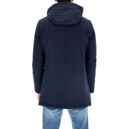 Chic Blue Padded Parka with Removable Hood