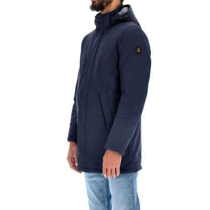 Chic Blue Padded Parka with Removable Hood