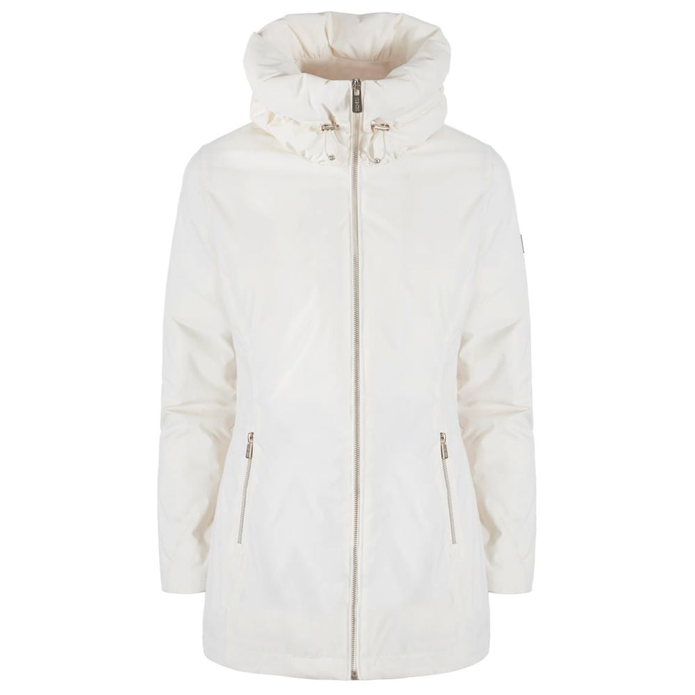 Chic White High Collar Down Jacket