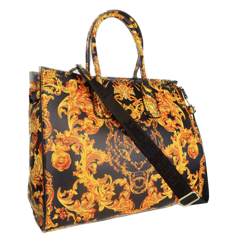 Elegant Black Shopper with Golden Accents