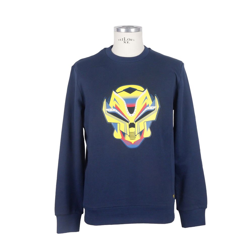 Blue Cotton Men Sweater