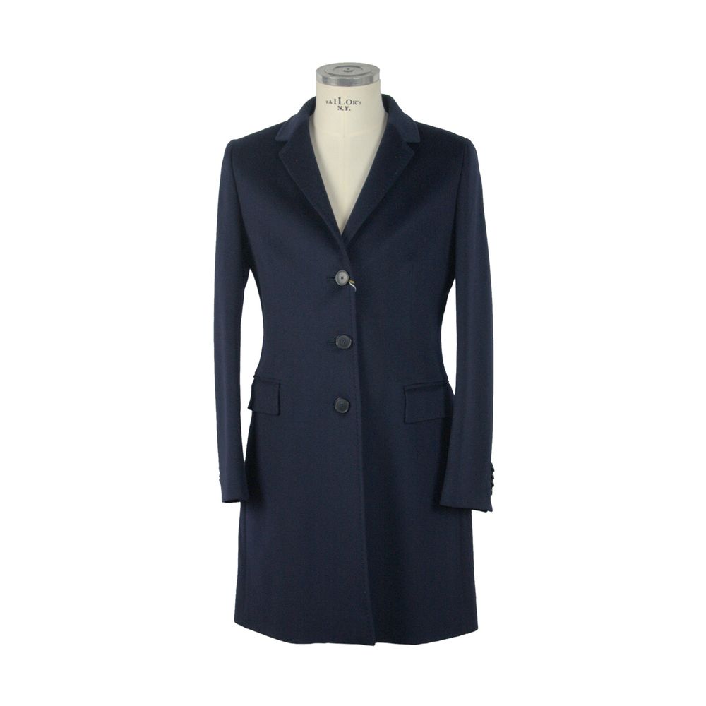 Elegant Italian Wool Coat in Lustrous Blue