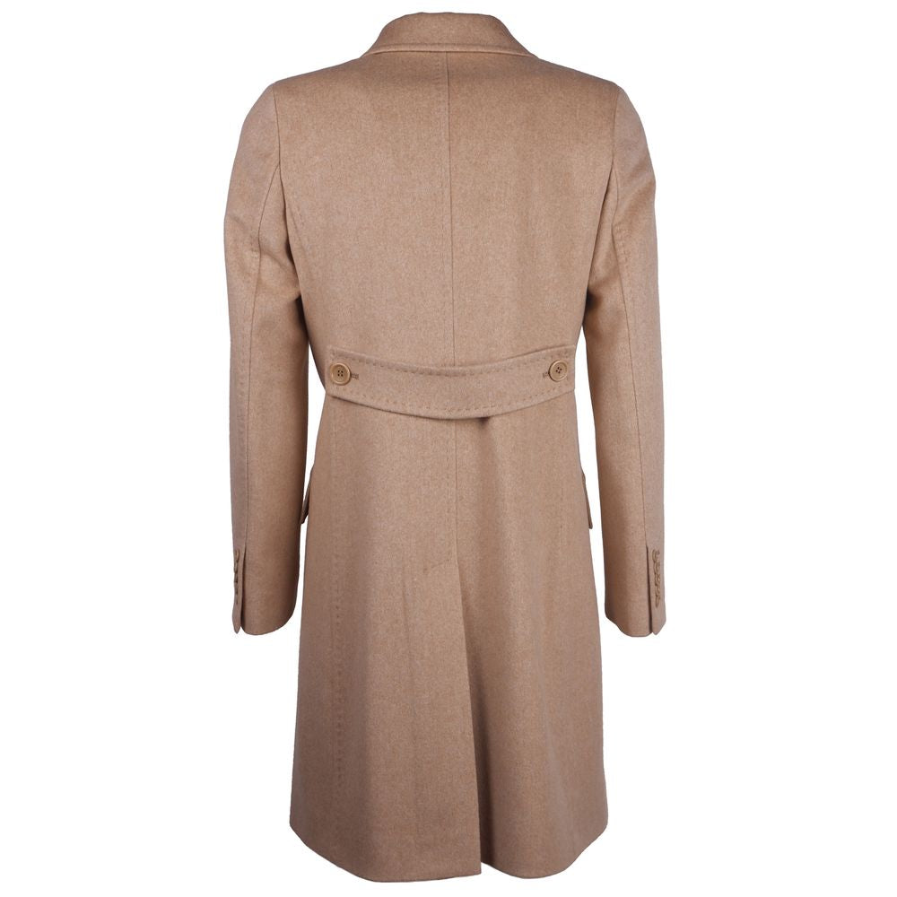 Elegant Beige Woolen Women's Coat