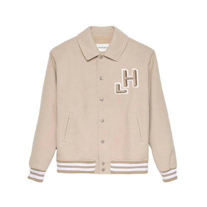 Chic Hazelnut Beige Bomber Jacket - Collegial Style