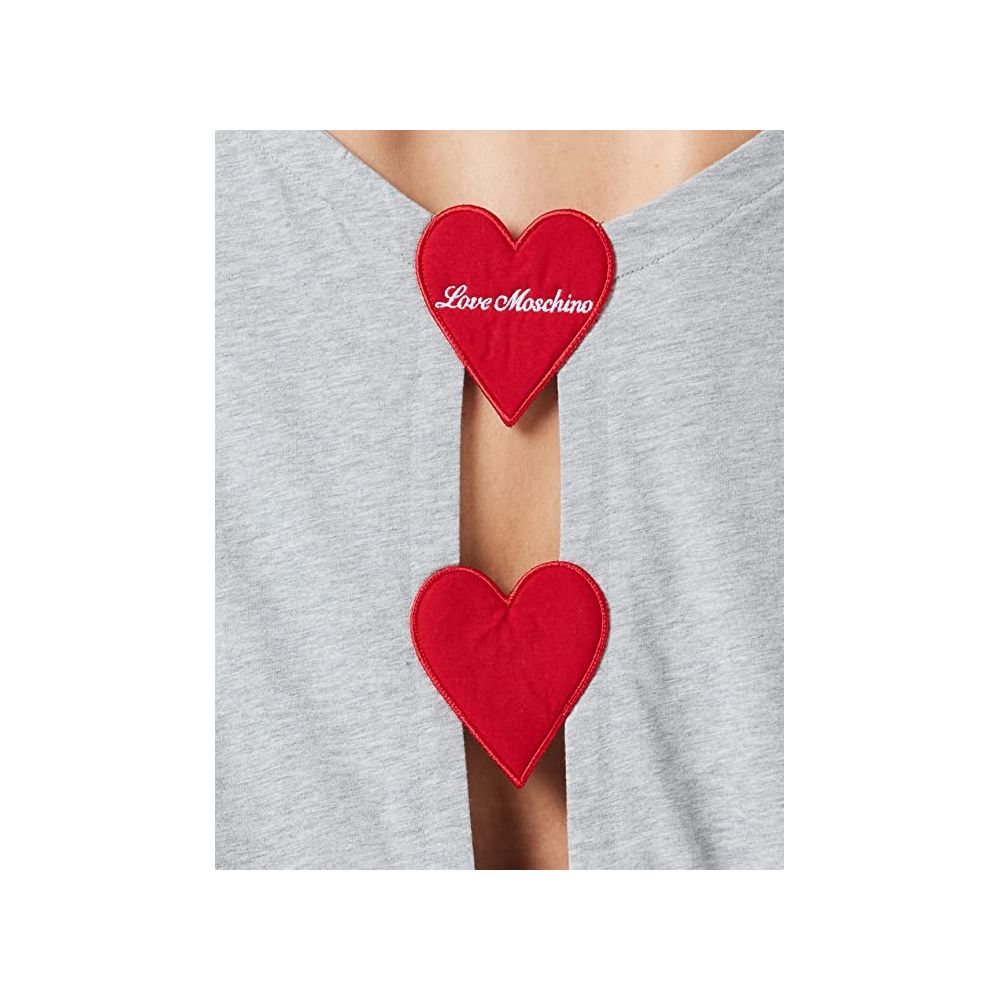 Chic Embroidered Heart Logo Cotton Tee