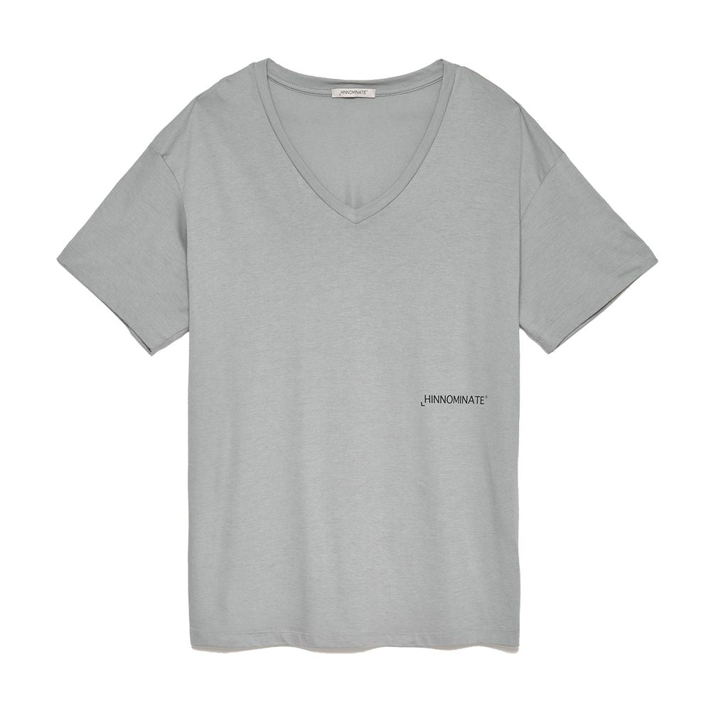 Chic V-Neck Logo Tee in Heather Gray