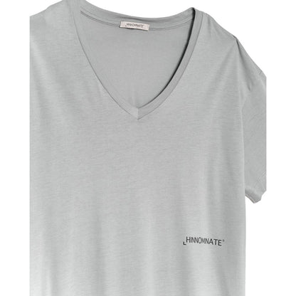 Chic V-Neck Logo Tee in Heather Gray