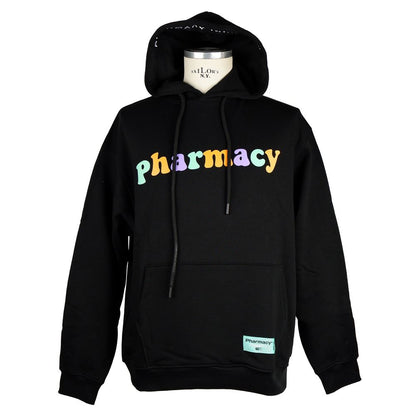 Sleek Black Cotton Hoodie with Logo Print