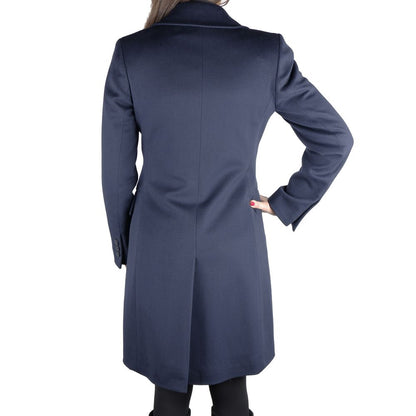 Elegant Blue Virgin Wool Coat