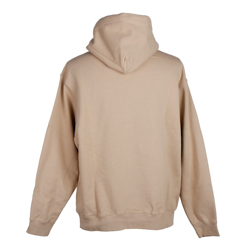 Beige Graphic Hooded Sweatshirt