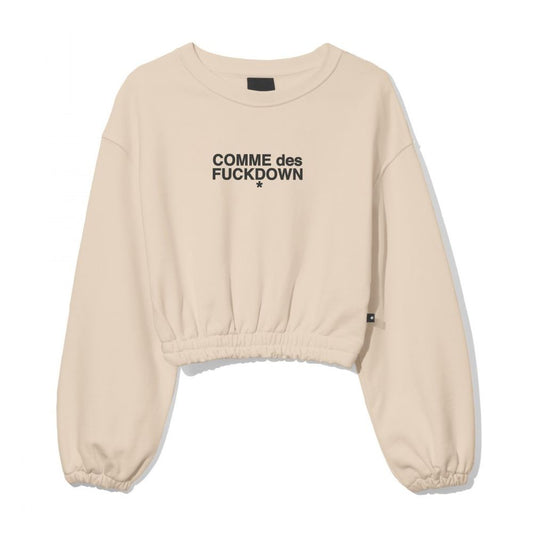 Beige Logo Cotton Crewneck Sweater