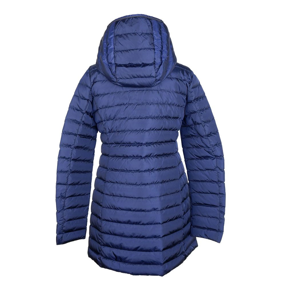 Elegant Blue Down Puffer Jacket with Hood