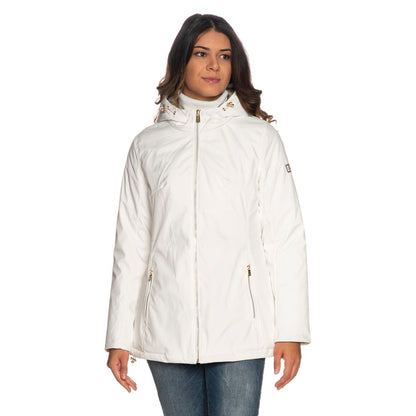 Chic White Hooded Down Jacket for Women