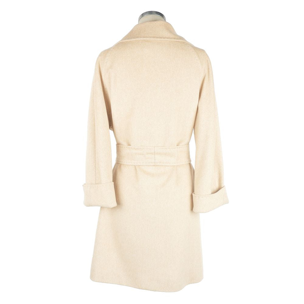 Elegant Wool Vergine Beige Women's Coat