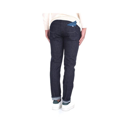 Sleek Slim Fit Designer Jeans with Leather Detail