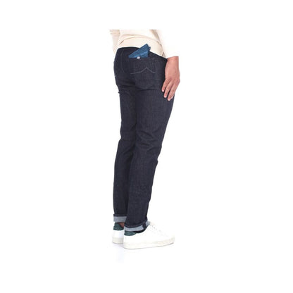 Sleek Slim Fit Designer Jeans with Leather Detail