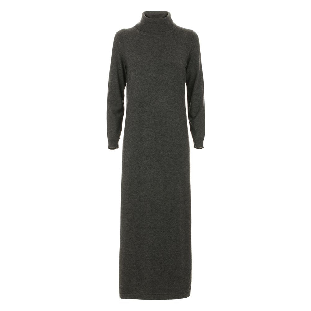 Elegant Gray High Collar Dress Trio-Blend