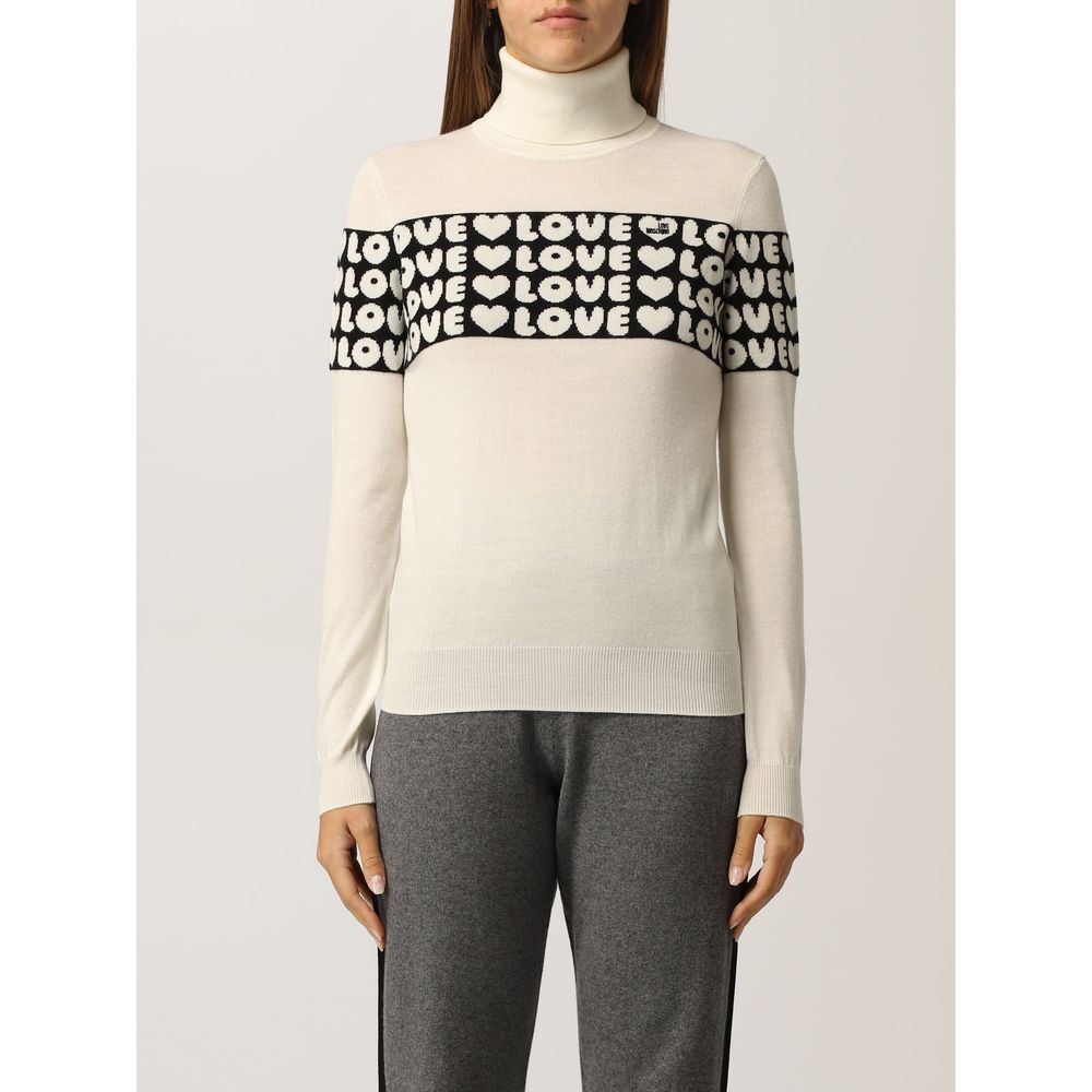 Chic Contrast Logo Turtleneck Sweater