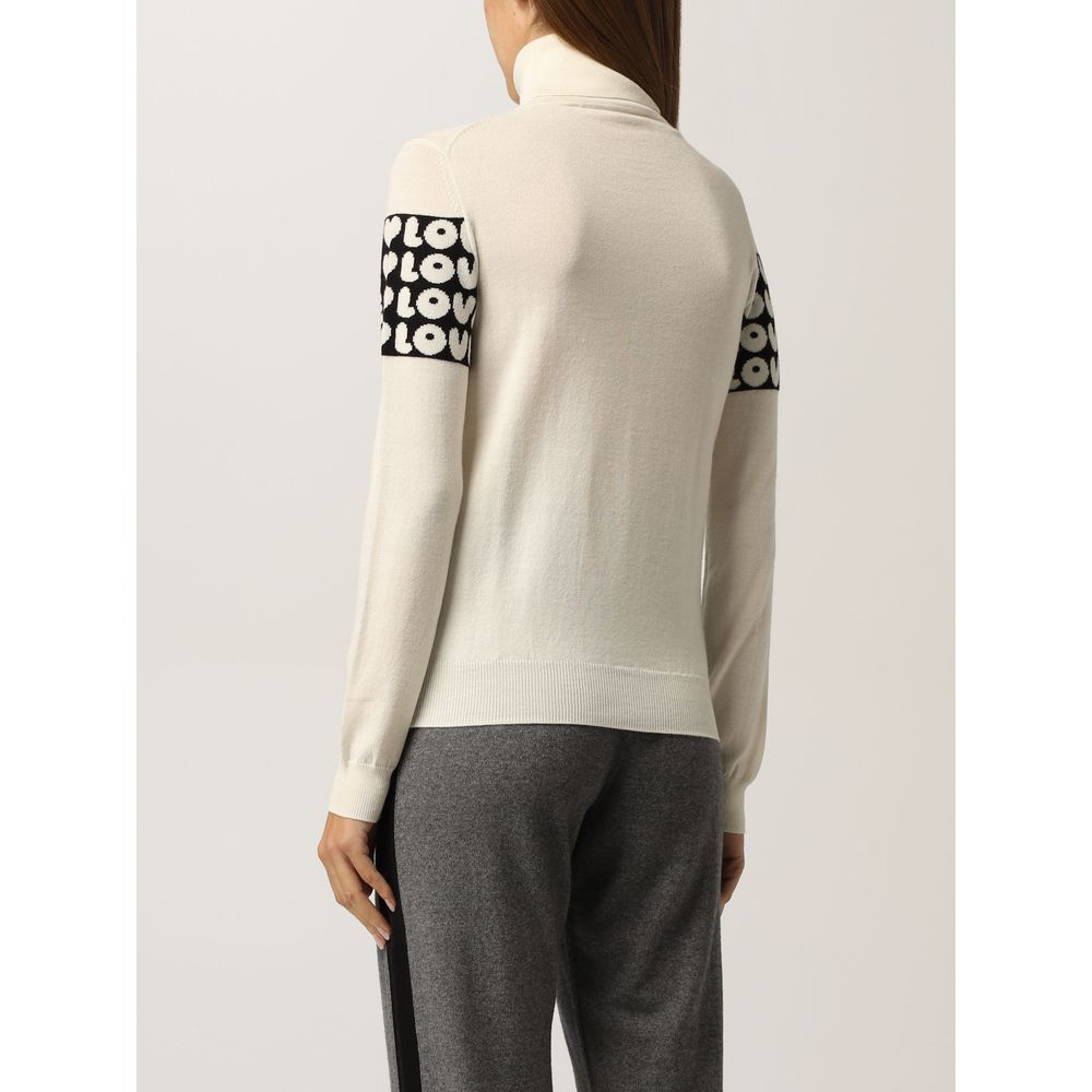 Chic Contrast Logo Turtleneck Sweater