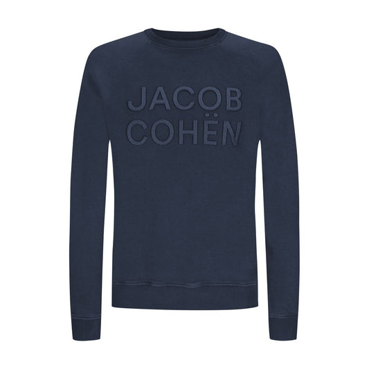 Blue Cotton Men Sweater