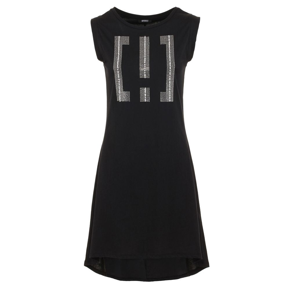 Elegant Black Logo Cotton Dress