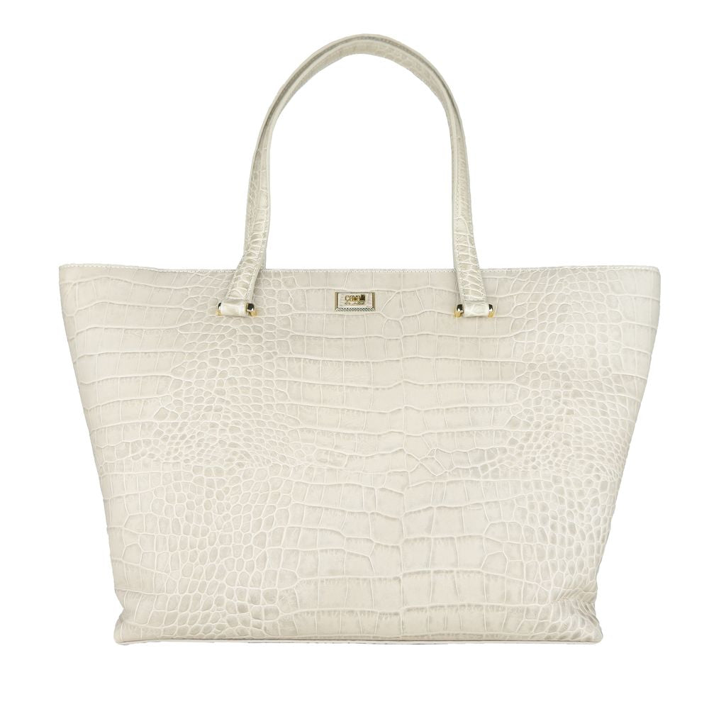 Chic White Calfskin Leather Handbag