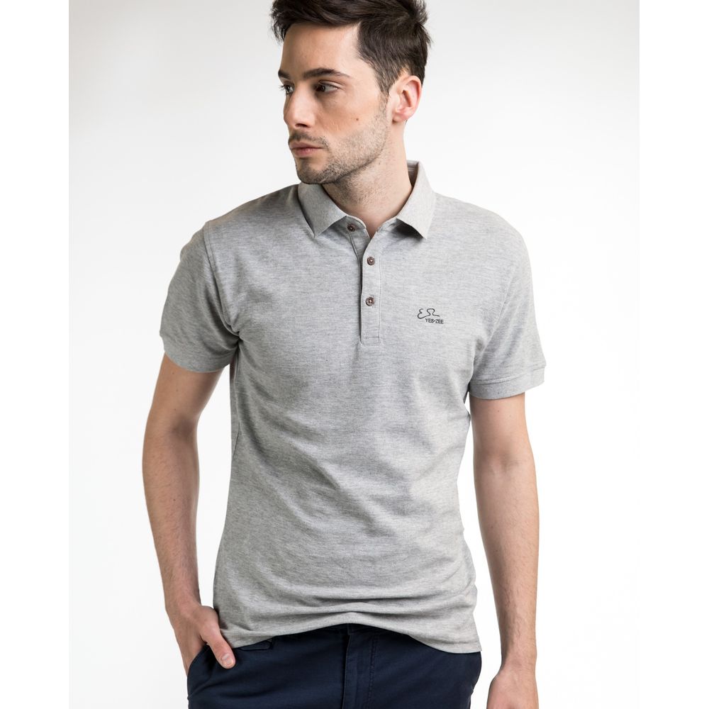 Sophisticated Gray Cotton Polo for Men