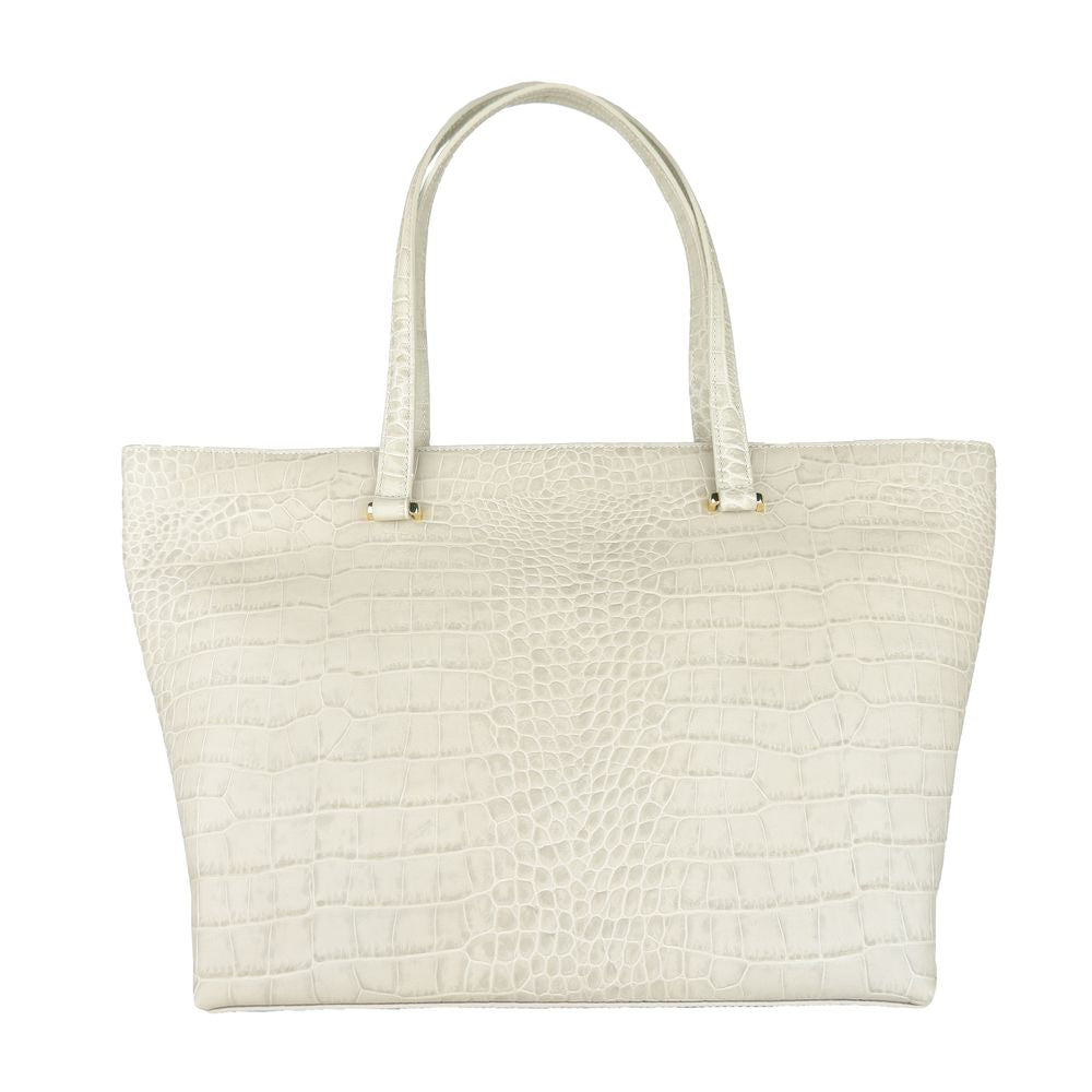 Chic White Calfskin Leather Handbag