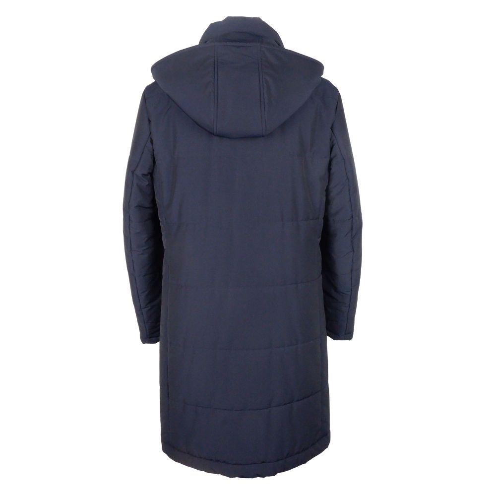 Blue Wool Men Raincoat