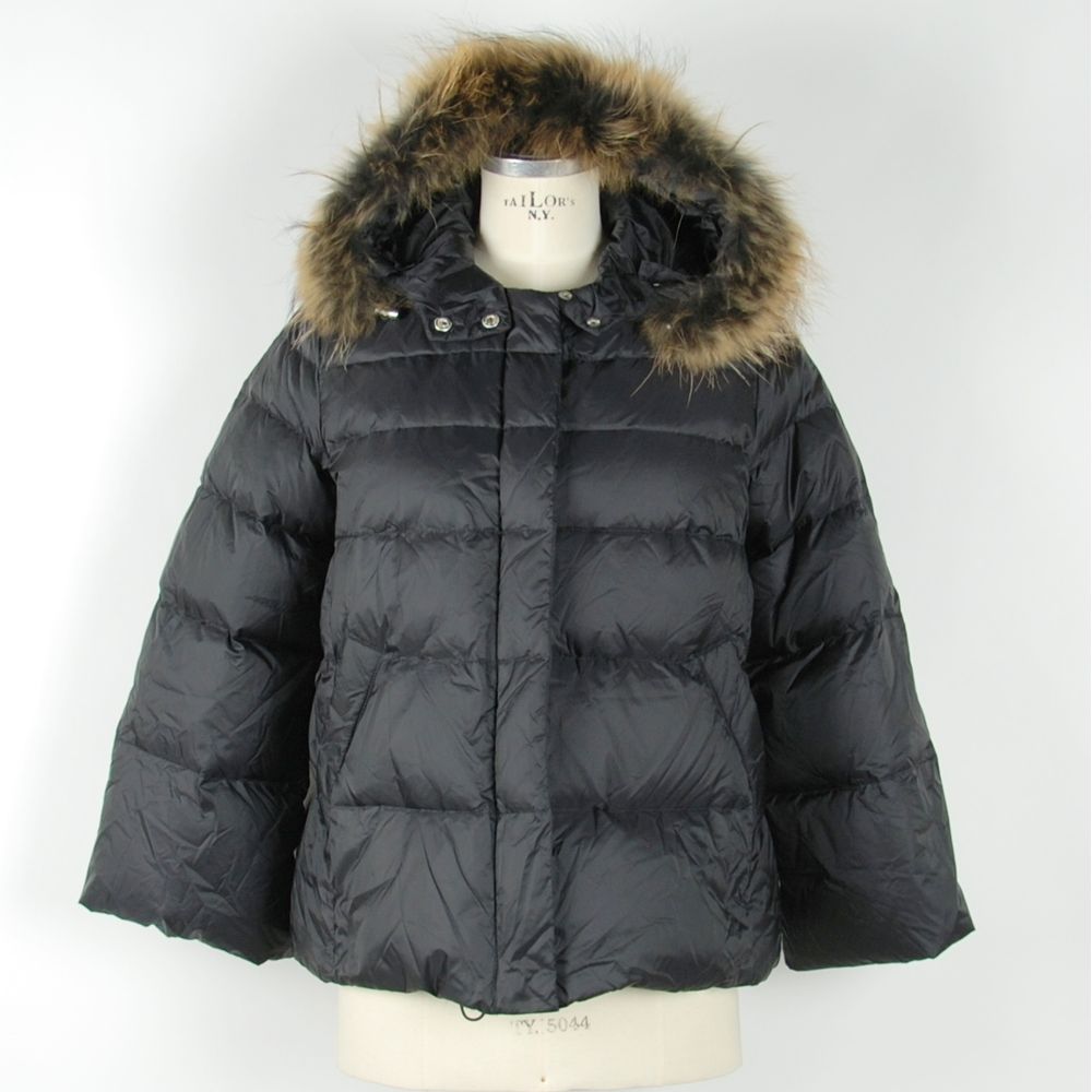 Elegant Black Polyamide Jacket with Fur