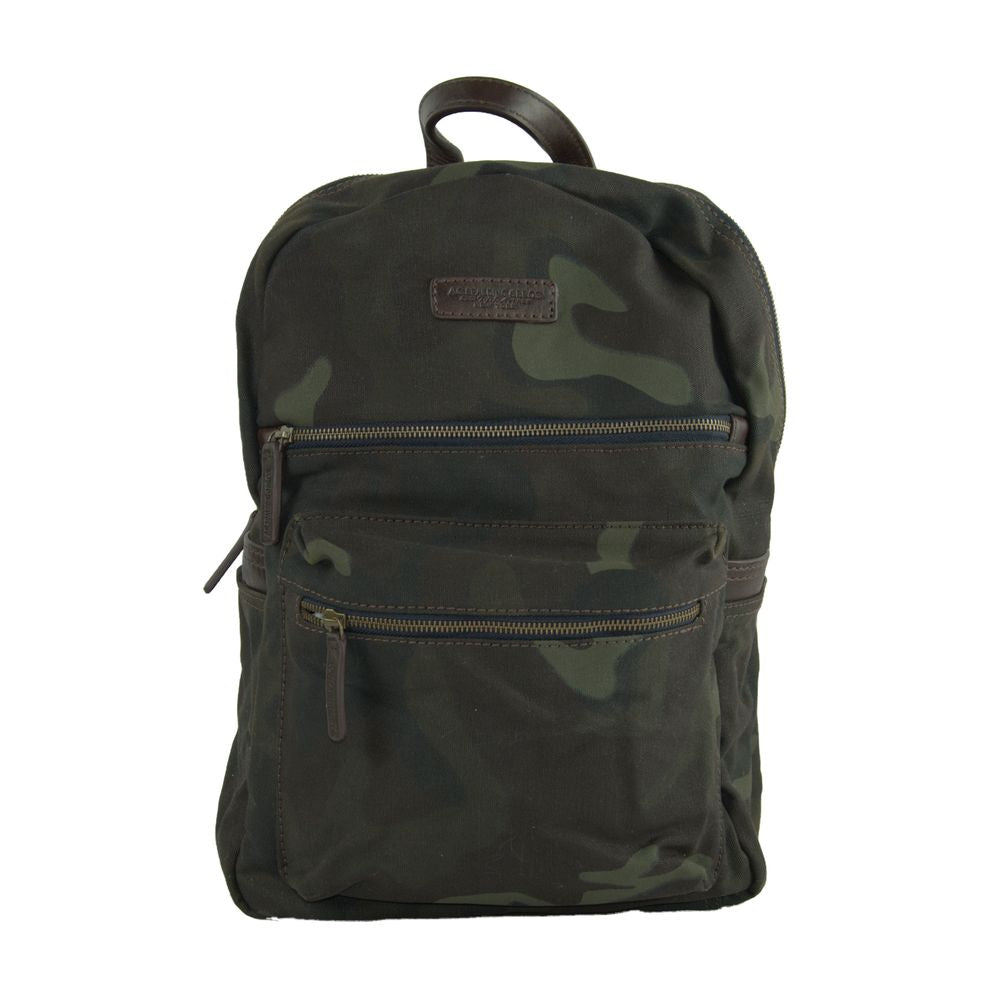 Green Cotton Men Backpack